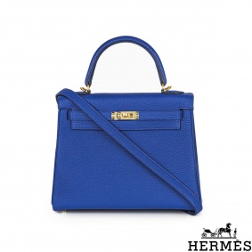 Herms Kelly 25cm Bleu Royal Veau Togo GHW